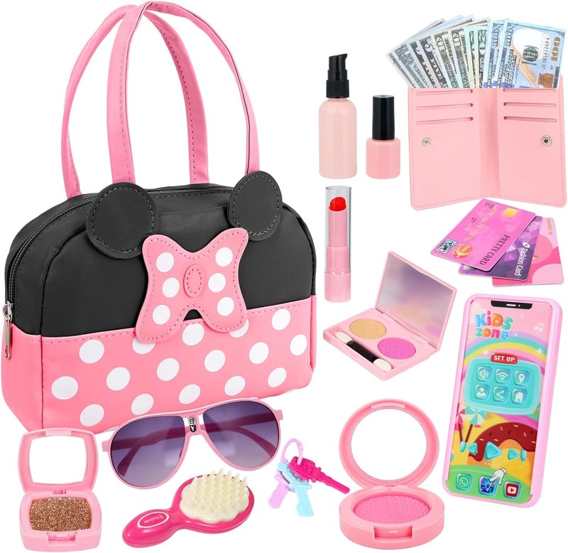 Mytothfy Pretend Play Purse for Little Girls, Toddler Purse with Pretend Makeup Toys for Toddlers, Princess Pretend Play Purse Toys with Accessories, Kids Purse Toy Birthday Gift for Girls Age 3 4 5 6+ - Image 1